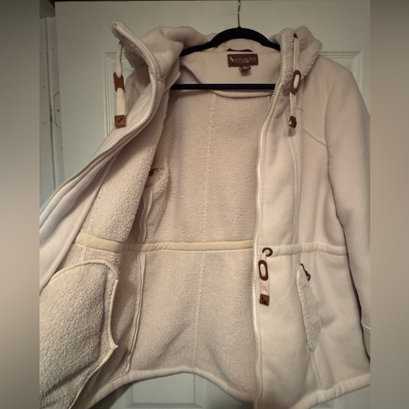 Koolaburra Sz XL Cream Faux Fur Sherpa Jacket with Hood - Picture 10 of 12